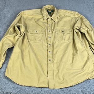 Cabelas Chamois Shirt Men 2XLT Khaki Beige Button Collar Utility Outdoor Shacket